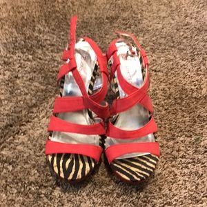 Coral high heel stilettos